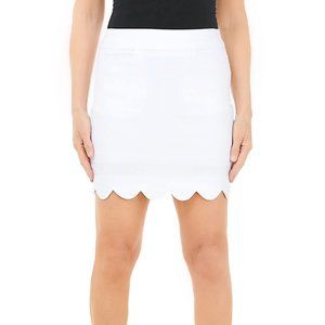 She + Sky Off White Scalloped Trim Mini Skirt
